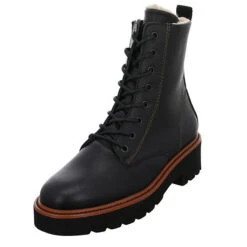 Paul Green Boots Glattleder Uni Schnürstiefel - Schwarz